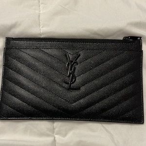 YSL black on black wallet pouch